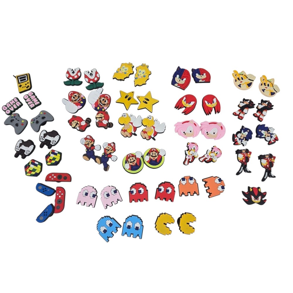 NEW 56 Jibbitz Crocs Shoe Charms Super Mario Sonic + More Video Game Characters
